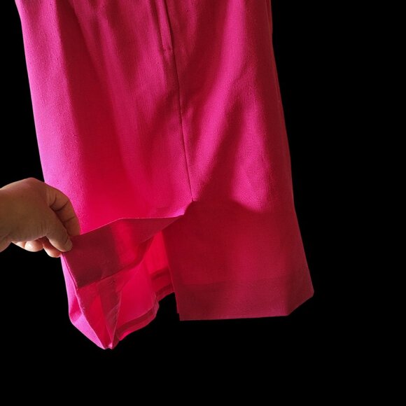 Vintage 90s  Fuchsia Shift Dress With Cap Sleeves & Back Zipper Closure - Picture 5 of 14